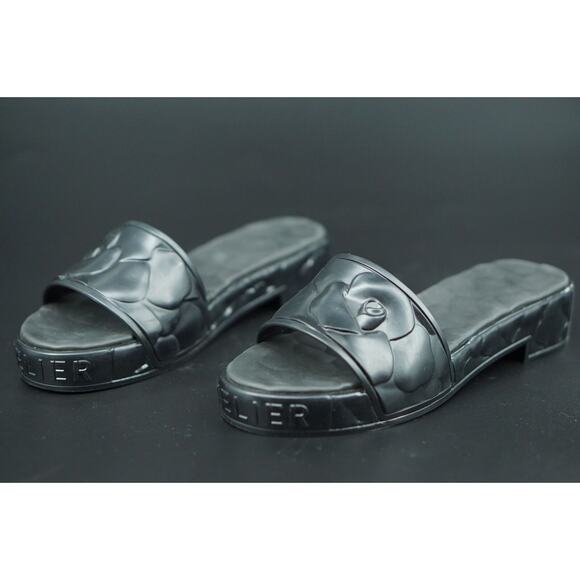 Valentino Garvani ATELIER 25 Black Rose Rubber Slide Platform Sandal SZ 39 New - Picture 8 of 11